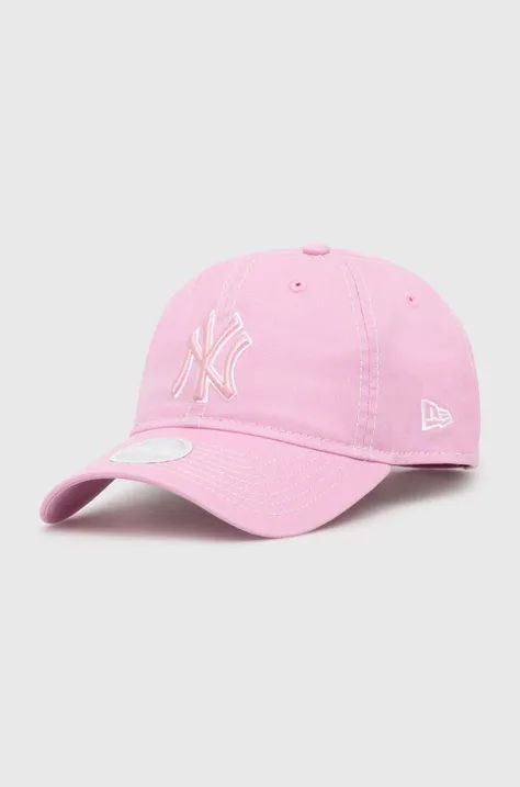 Хлопковая кепка New Era 9Forty New York Yankees цвет розовый с аппликацией 60434987
