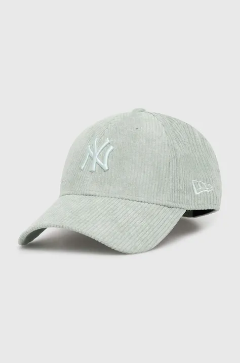 Вельветова кепка New Era 9Forty New York Yankees колір зелений з аплікацією 60434998