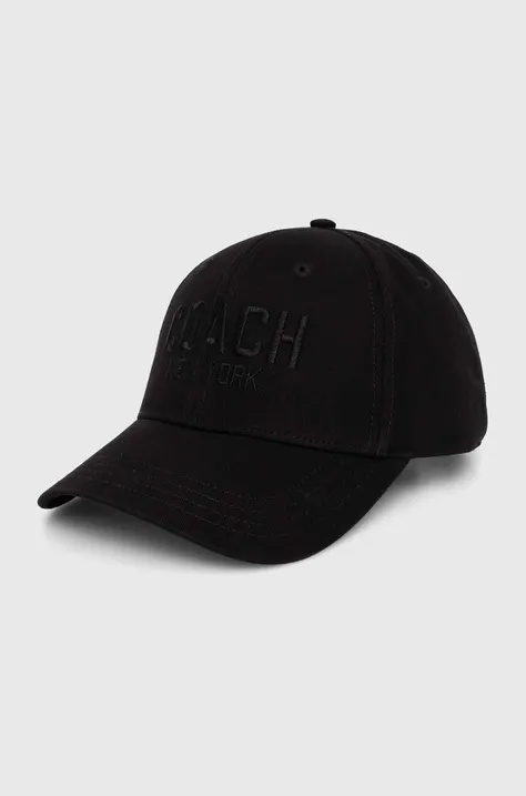 Pamučna kapa sa šiltom Coach boja: crna, s aplikacijom