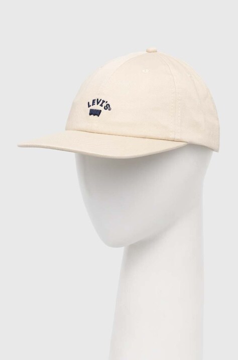 Levi's czapka z daszkiem bawełniana kolor beżowy z aplikacją 000AG-0002