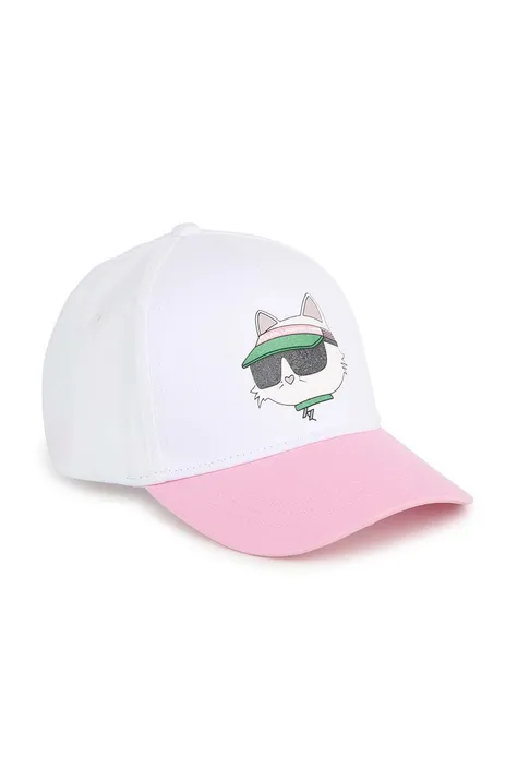 Παιδικό βαμβακερό καπέλο μπέιζμπολ Karl Lagerfeld χρώμα: άσπρο