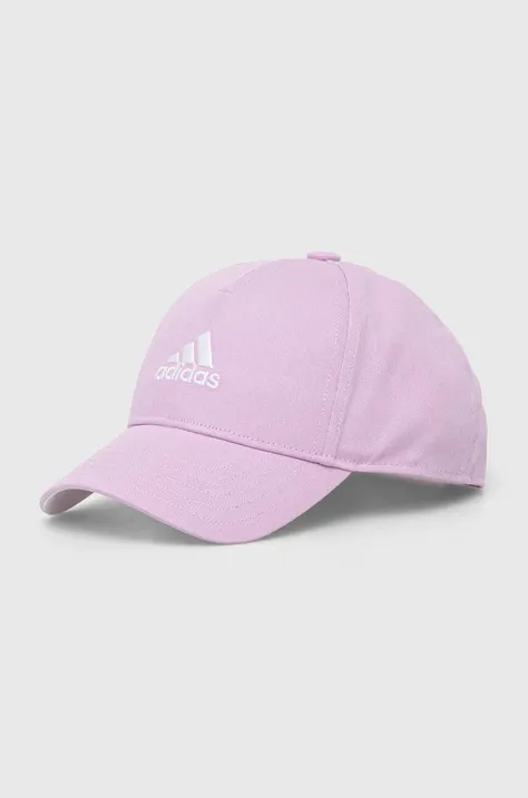 Παιδικό βαμβακερό καπέλο μπέιζμπολ adidas Performance χρώμα: μοβ
