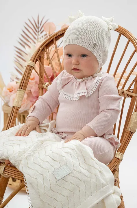 Jamiks czapka bawełniana niemowlęca AKAB kolor biały z cienkiej dzianiny bawełniana