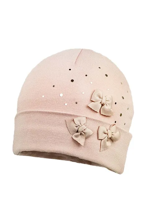 Detská čiapka Jamiks ANNIKEN ružová farba biela, bavlnená