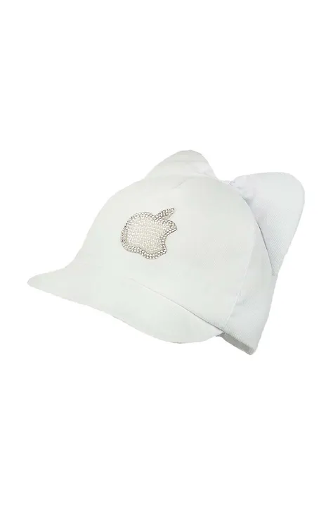 Pamučna kapa sa šiltom za bebe Jamiks ANTOINETTE boja: bijela, s aplikacijom