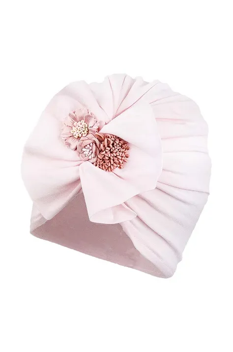 Detská čiapka Jamiks ELINNOR ružová farba biela, z tenkej pleteniny