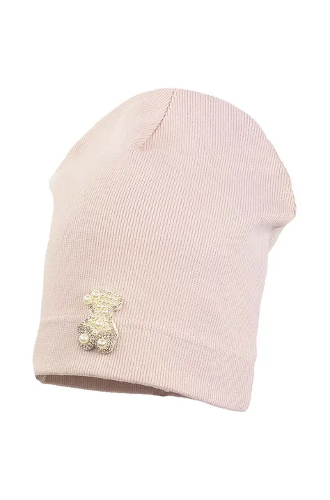 Detská čiapka Jamiks EVORA ružová farba biela, z tenkej pleteniny