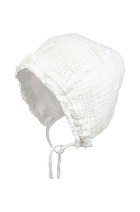 Detská bavlnená čiapočka Jamiks HAIMA béžová farba biela, z tenkej pleteniny, bavlnená