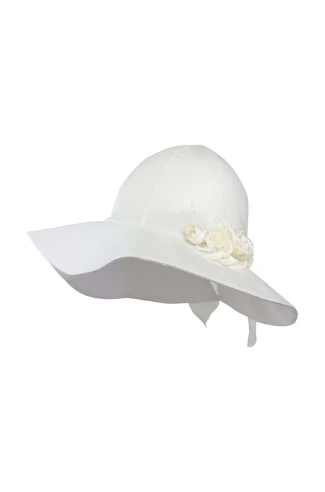 Otroški bombažni klobuk Jamiks KATRINE bela barva