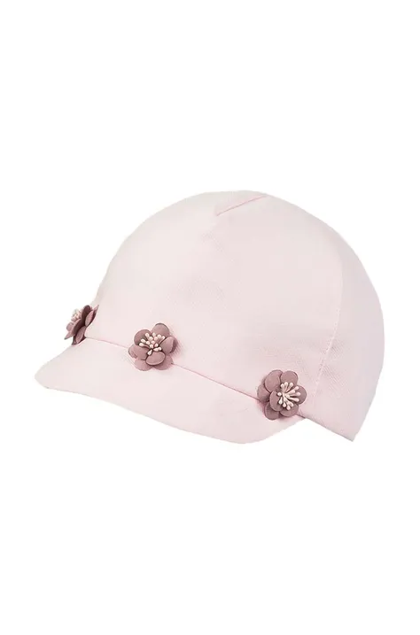 Pamučna kapa sa šiltom za bebe Jamiks LUCIE boja: ružičasta, s aplikacijom