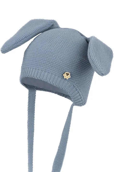 Детска памучна шапка Jamiks PILVI в синьо с фина плетка от памук