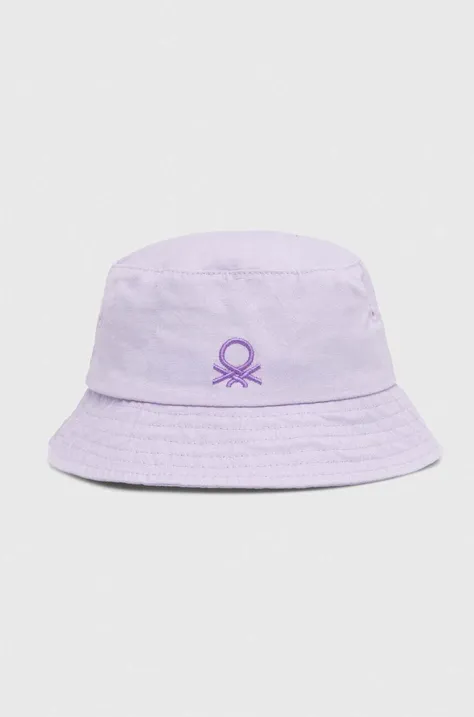Otroški bombažni klobuk United Colors of Benetton vijolična barva