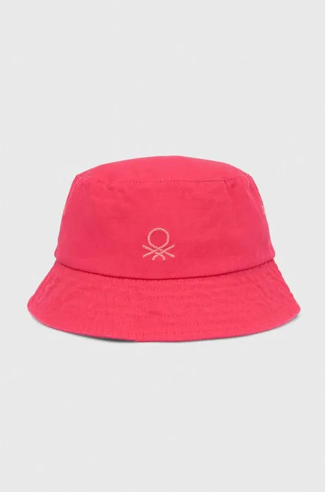 Otroški bombažni klobuk United Colors of Benetton roza barva