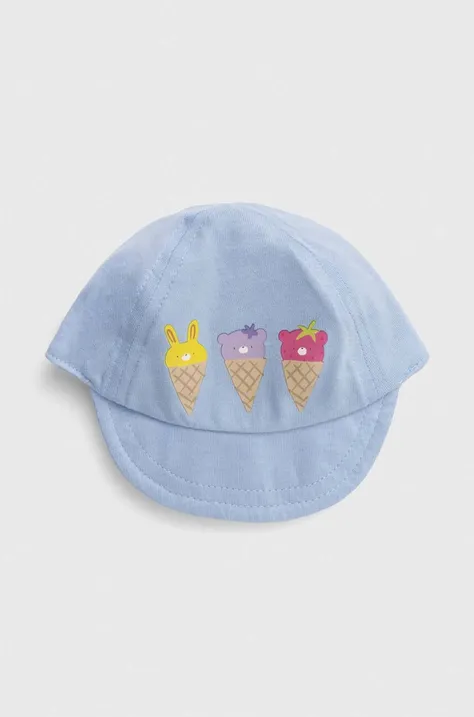 United Colors of Benetton czapka niemowlęca kolor niebieski z nadrukiem