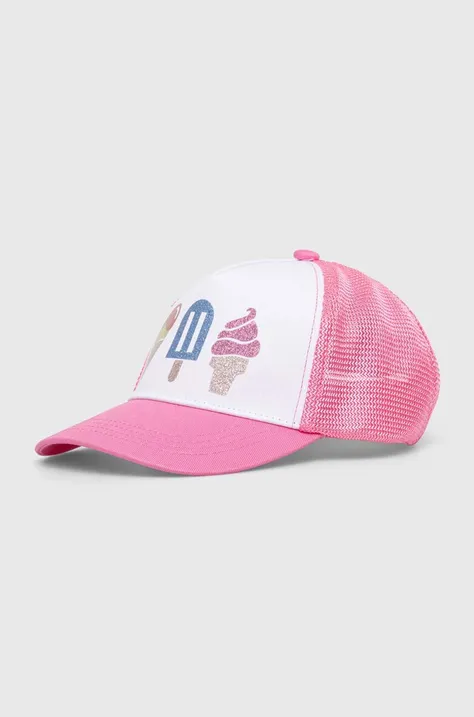 Παιδικό καπέλο μπέιζμπολ United Colors of Benetton χρώμα: ροζ