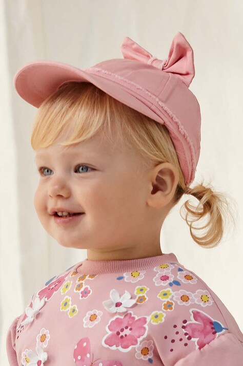 Mayoral cappello con visiera in cotone bambini colore rosa con applicazione