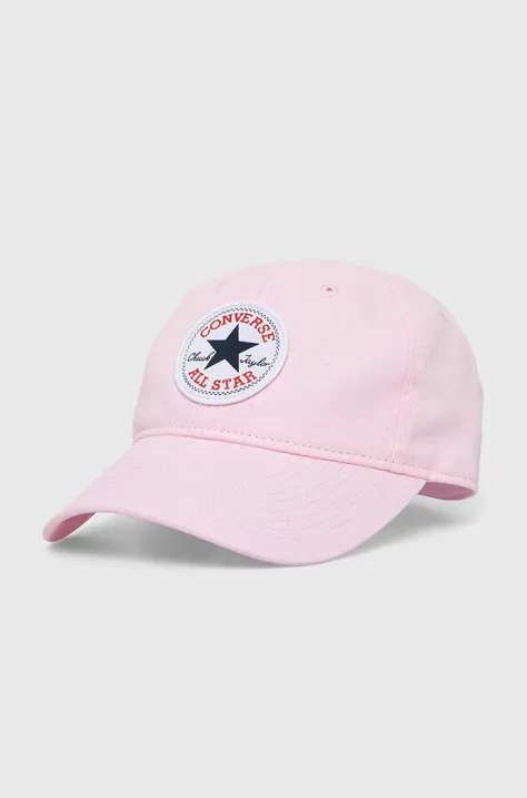 Дитяча бавовняна кепка Converse колір рожевий з аплікацією