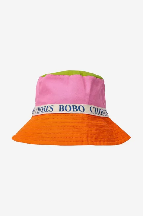 Дитячий двосторонній бавовняний капелюх Bobo Choses колір рожевий з бавовни