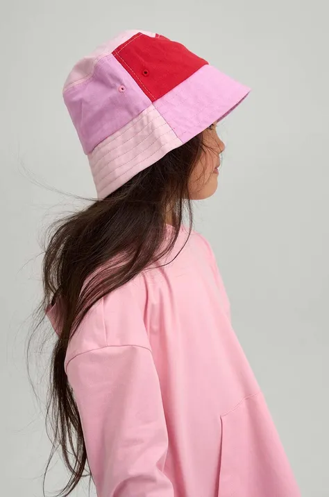 Detský bavlnený klobúk Reima Siimaa ružová farba, bavlnený