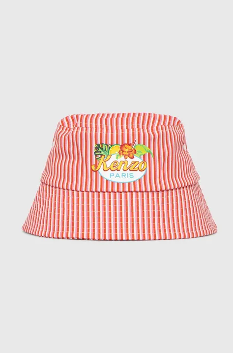 Otroški bombažni klobuk Kenzo Kids bela barva