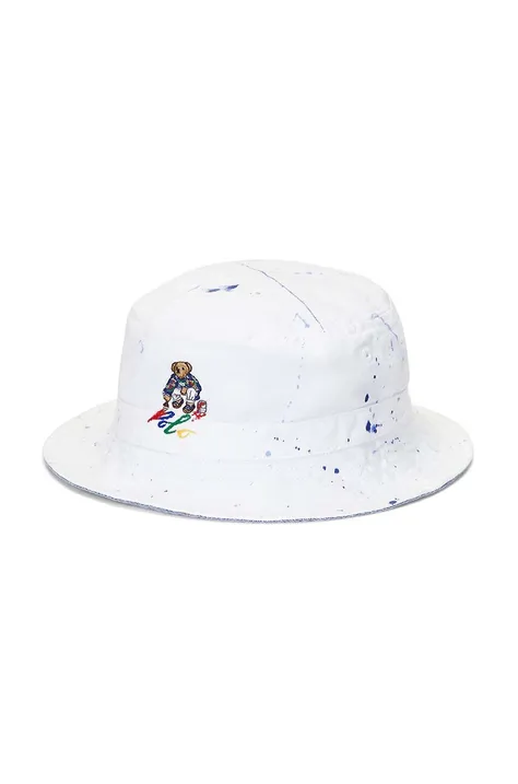 Otroški bombažni klobuk Polo Ralph Lauren bela barva