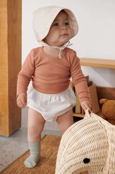 Detská bavlnená čiapočka Liewood Rae Baby Anglaise Sun Hat With Ears béžová farba biela, z tenkej pleteniny, bavlnená