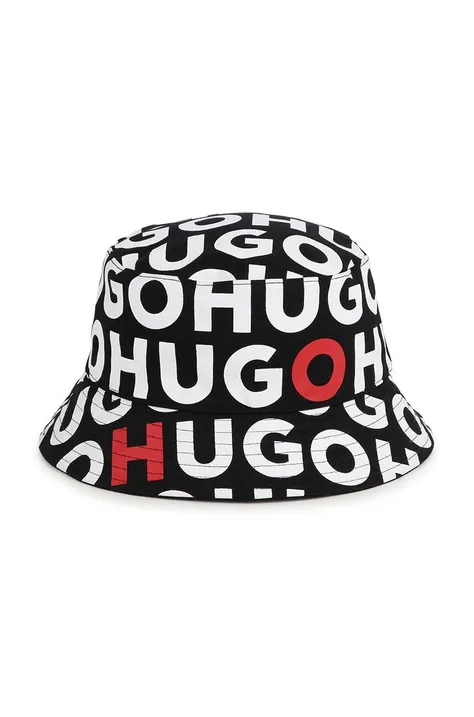 Детская двусторонняя хлопковая шляпа HUGO цвет чёрный хлопковый