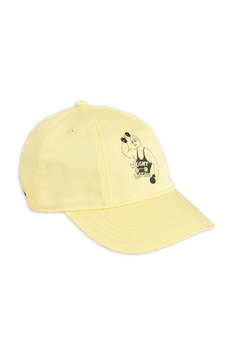 Otroška bombažna bejzbolska kapa Mini Rodini rumena barva