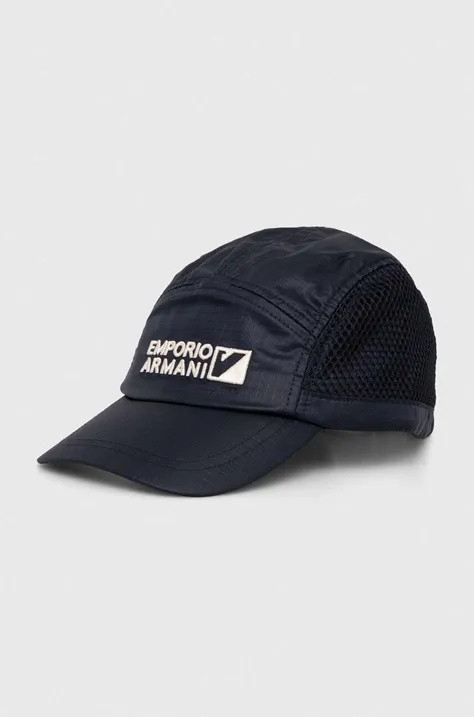 Παιδικό καπέλο μπέιζμπολ Emporio Armani χρώμα: μαύρο