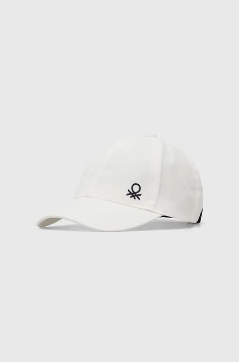 Παιδικό βαμβακερό καπέλο μπέιζμπολ United Colors of Benetton χρώμα: άσπρο