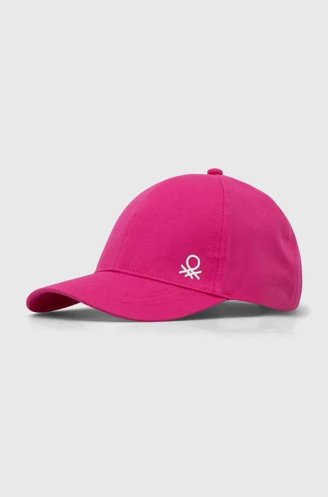 Дитяча бавовняна кепка United Colors of Benetton колір рожевий однотонна