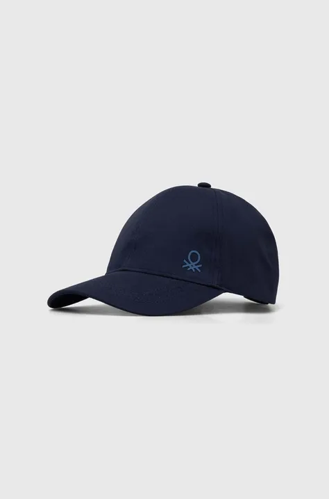Παιδικό βαμβακερό καπέλο μπέιζμπολ United Colors of Benetton χρώμα: ναυτικό μπλε