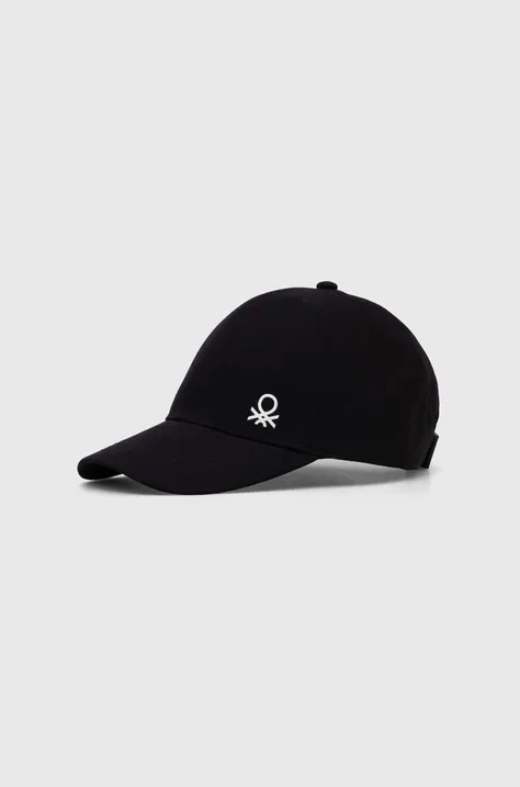 Παιδικό βαμβακερό καπέλο μπέιζμπολ United Colors of Benetton χρώμα: μαύρο