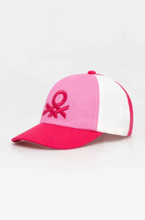 Бавовняна бейсболка United Colors of Benetton колір рожевий візерунок