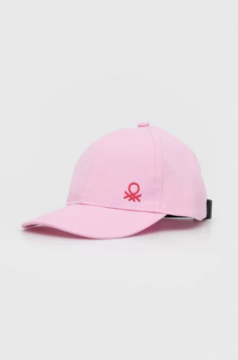 Παιδικό βαμβακερό καπέλο μπέιζμπολ United Colors of Benetton χρώμα: ροζ