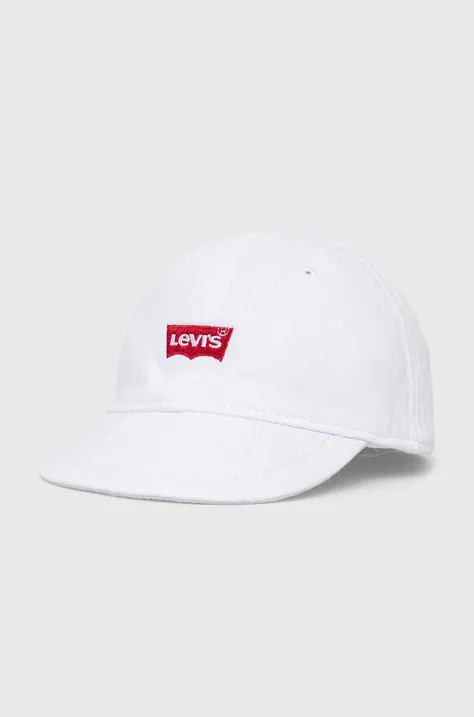 Dětská bavlněná kšiltovka Levi's LAN LEVI'S BATWING SOFT CAP bílá barva, s aplikací