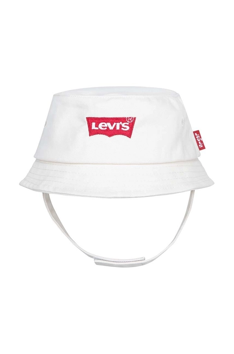 Dětská bavlněná čepice Levi's LAN LEVIS BATWING BUCKET CAP béžová barva