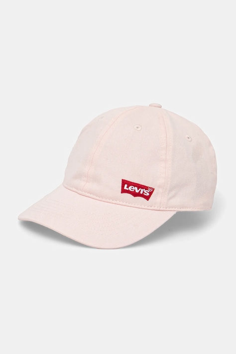 Levi's czapka z daszkiem bawełniana dziecięca LAN RICHMOND BATWING CURVE BRI kolor różowy z aplikacją