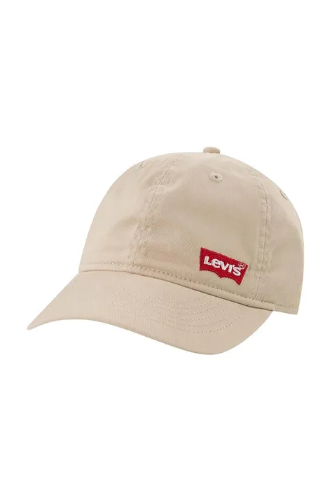 Levi's czapka z daszkiem bawełniana dziecięca LAN RICHMOND BATWING CURVE BRI kolor beżowy z aplikacją