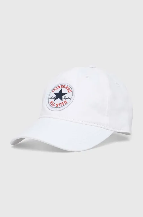 Converse czapka z daszkiem bawełniana dziecięca kolor biały z aplikacją