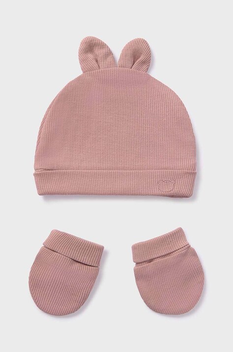 Детски шапка и ръкавици Mayoral Newborn в розово
