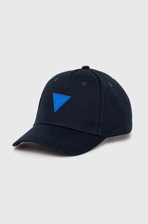 Παιδικό βαμβακερό καπέλο μπέιζμπολ Guess χρώμα: ναυτικό μπλε