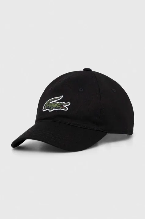 Παιδικό βαμβακερό καπέλο μπέιζμπολ Lacoste χρώμα: μαύρο