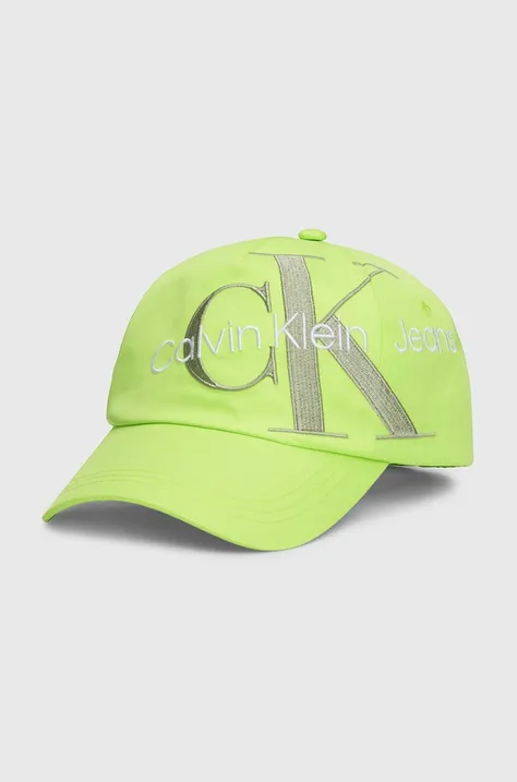 Παιδικό καπέλο μπέιζμπολ Calvin Klein Jeans χρώμα: πράσινο