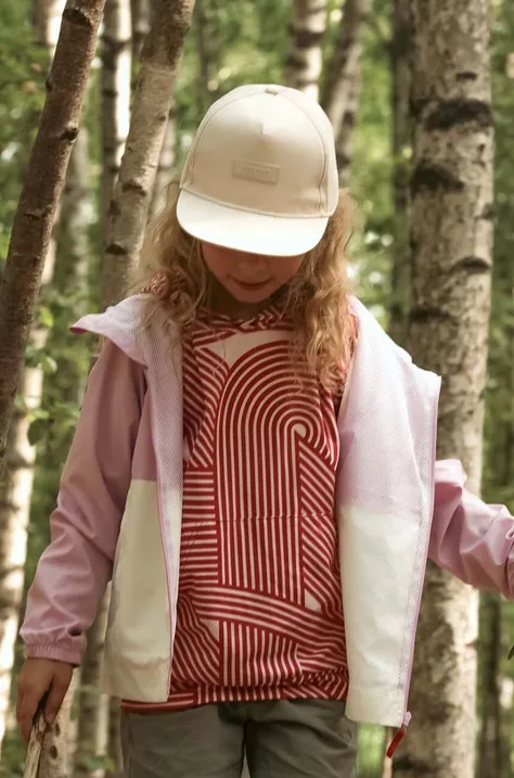 Детска памучна шапка с козирка Reima Lippis в бяло с изчистен дизайн