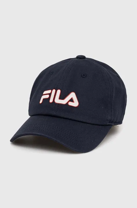 Хлопковая кепка Fila LYNN цвет синий с принтом