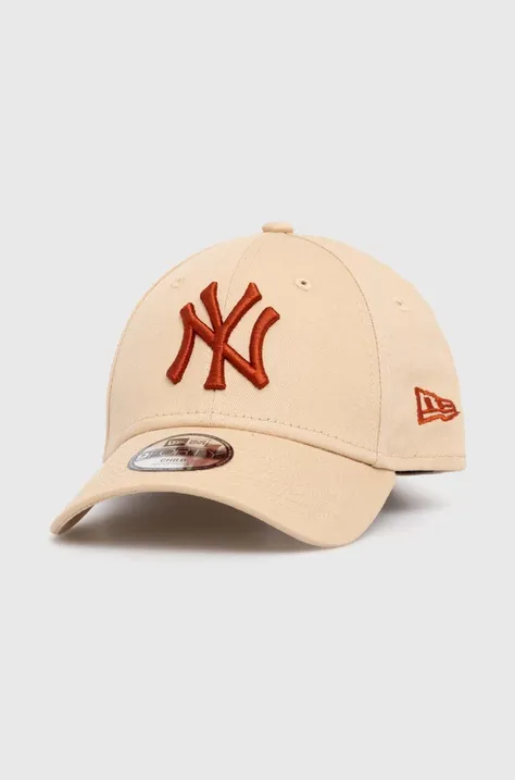 Детская хлопковая кепка New Era NEW YORK YANKEES цвет бежевый с аппликацией