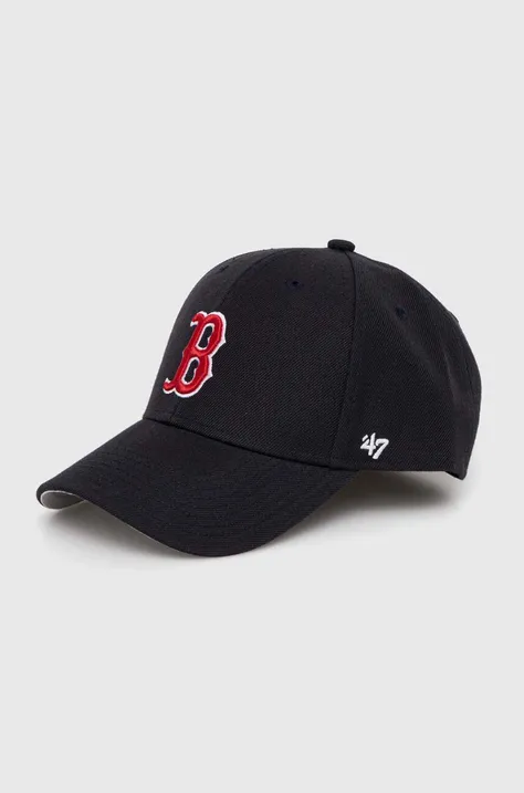 Dětská baseballová čepice 47brand MLB Boston Red Sox tmavomodrá barva, s aplikací, BMVP02WBV
