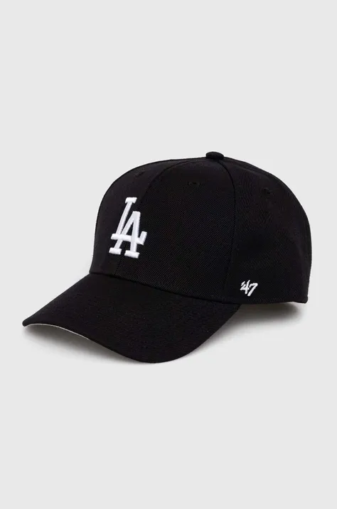 47 brand sapka gyapjúkeverékből MLB Los Angeles Dodgers fekete, nyomott mintás, BMVP12WBV