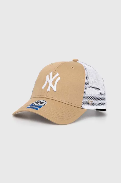 47 brand czapka z daszkiem dziecięca MLB New York Yankees Branson kolor beżowy z aplikacją BBRANS17CTP